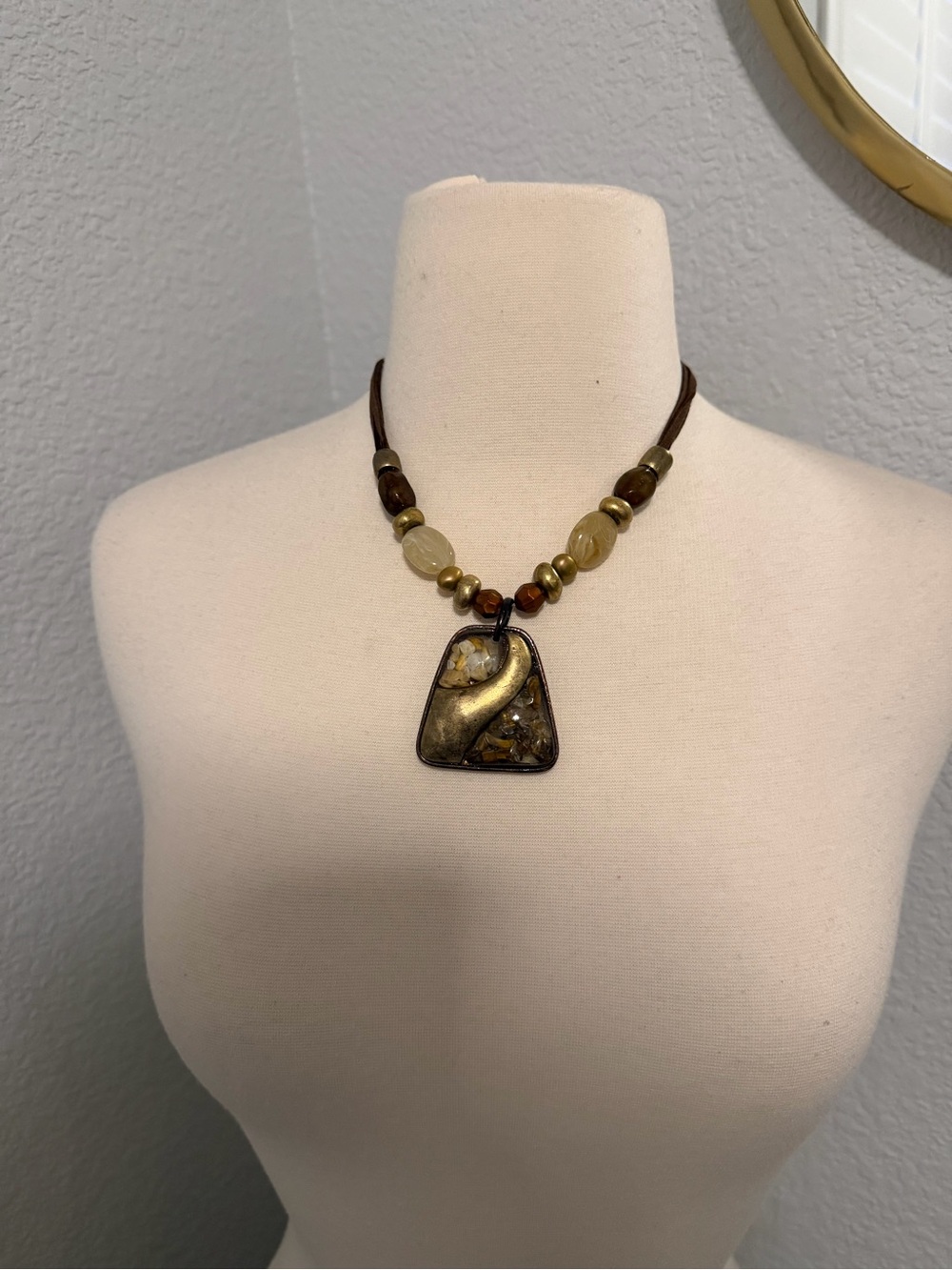 Laura Ashley Brown and Gold Pendant Necklace